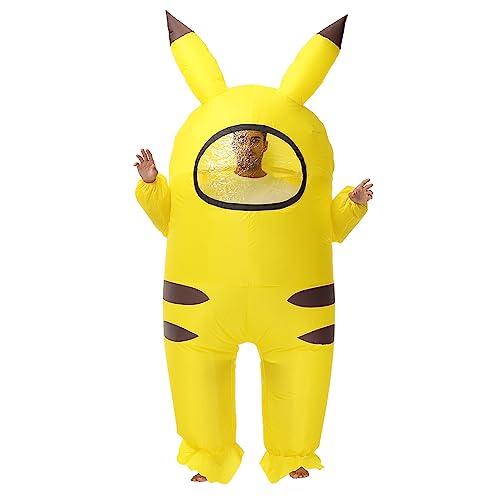 OBBOA Amongst Us Inflatable Costume For Adult Funny Halloween Inflatable Costumes Space Astronaut Game Crewmate And Impostor Yellow blow up Costume