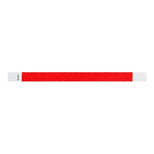 WristCo 3/4" Tyvek Wristbands | Lightweight | Durable | Waterproof | Great for Events and Screening | Neon Red | 1,000 Paper Wristbands