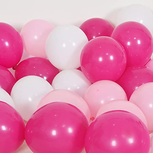 GBSAWER Hot Pink Balloons 100pcs 12 Inch Hot Pink Latex Balloon for Wedding Girl Birthday Bridal Baby Shower Engagement Bachelorette Graduation Party Decorations