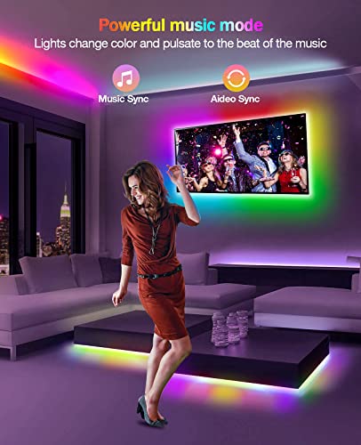 Led Lights for Bedroom 33ft USB Led Light Strip, Daymeet RGBIC Smart Light Strips APP Control Music Sync Color Changing Led Light Strips, Led Strip Lights with Remote for Room Home Indoor Decoration