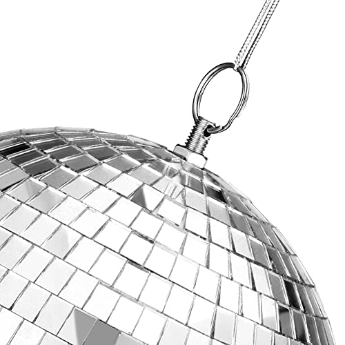 40 Pack Mirror Disco Ball in Variety Silver Hanging Glass Mirror Ball Light Ball with String Disco Hanging Ornament for Club Stage Bar Birthday 70s Party Decoration (6/ 3/ 2/ 1.2/ 0.8 Inch)