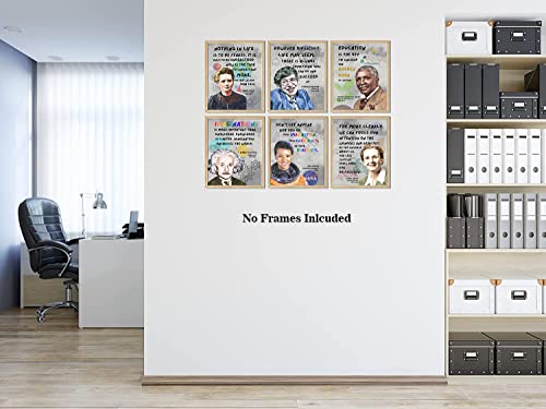 Educational Motivational Quotes Wall Art Posters Science Classroom Decor, History Month Posters, Feminism Wall Art, Famous Scientists Canvas Wall Art for Office Home Decor, Set of 6 (8"x10" Unframed)