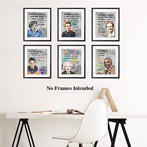 Educational Motivational Quotes Wall Art Posters Science Classroom Decor, History Month Posters, Feminism Wall Art, Famous Scientists Canvas Wall Art for Office Home Decor, Set of 6 (8"x10" Unframed)