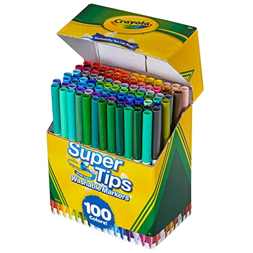 Crayola Super Tips Marker Set (100 Count), Washable Markers, Kids Gifts for Girls & Boys