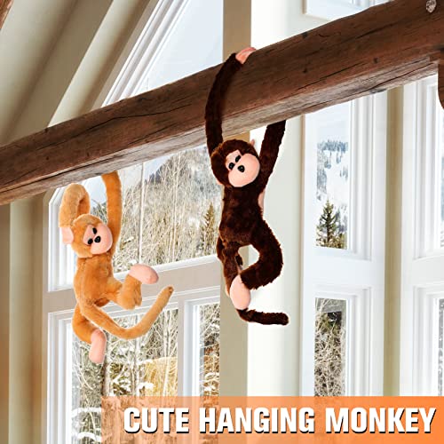 Chivao 8 Packs Stuffed Monkey Hanging Monkey Stuffed Animal Monkey Plush Toy with Hook and Loop Fasteners Hands 20 Inch Large Stuffed Animal Monkey for Adults Gifts Decors (Brown, Khaki)
