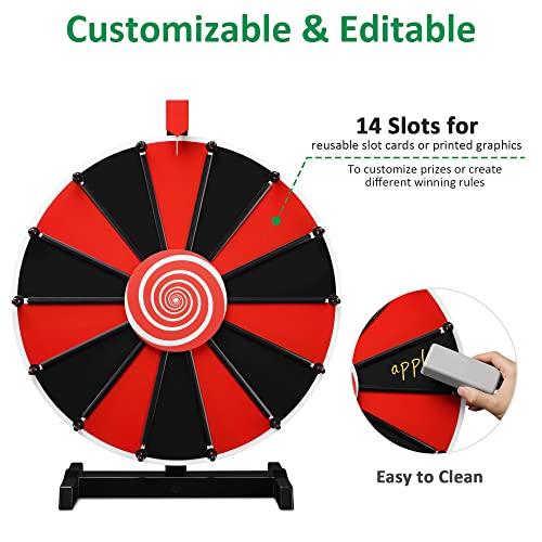 WinSpin 18 Inch Prize Wheel DIY Insertable Tabletop Spinning Wheel, 14 Slots Fortune Design Carnival Spin Game, DIY Series