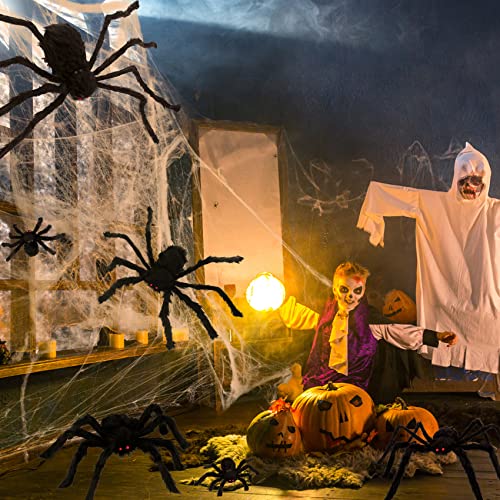 Colovis Halloween Spider Decorations, 8PCS Giant Spider Outdoor Halloween Decorations, Realistic Large Scary Spider Props for Indoor, Home, Yard, Party Creepy Halloween Decor
