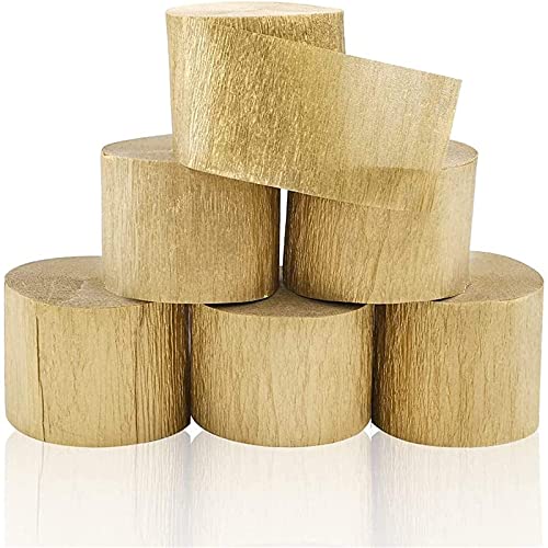 Coceca 6 Rolls 492ft Gold Crepe Paper Streamers for Birthday Party Wedding Festival Party Decorations