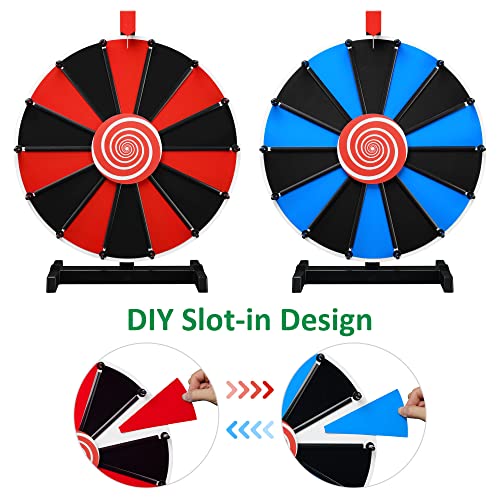 WinSpin 18 Inch Prize Wheel DIY Insertable Tabletop Spinning Wheel, 14 Slots Fortune Design Carnival Spin Game, DIY Series