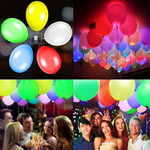 40 Pack LED Light Up Balloons, Mixed-Colors Flashing Party Lights Lasts 12-24 Hours , Glow in the dark For Parties, Birthdays Wedding Decorations And Halloween Christmas Festival,Fillable with Helium