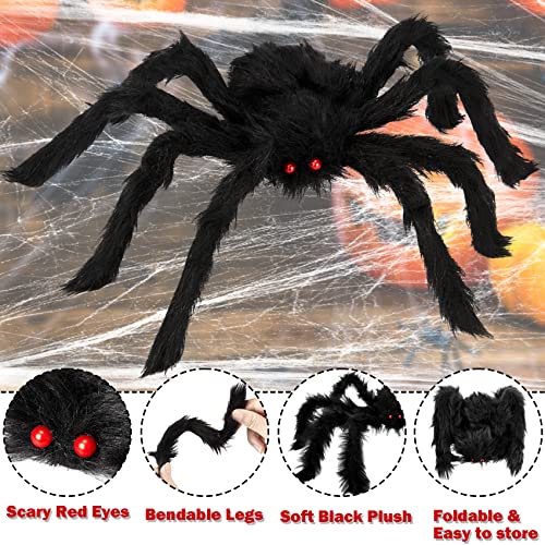 Colovis Halloween Spider Decorations, 8PCS Giant Spider Outdoor Halloween Decorations, Realistic Large Scary Spider Props for Indoor, Home, Yard, Party Creepy Halloween Decor
