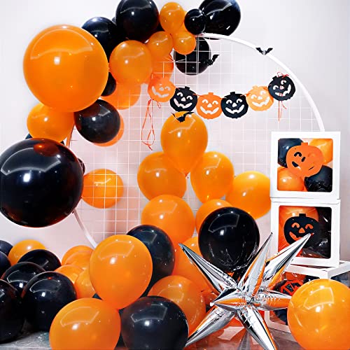 Orange Balloons 12 inch, 100 Pack Burnt Orange Latex Balloons Helium Quality for Halloween Birthday Wedding Baby Shower Party Decorations (with Orange Ribbon)