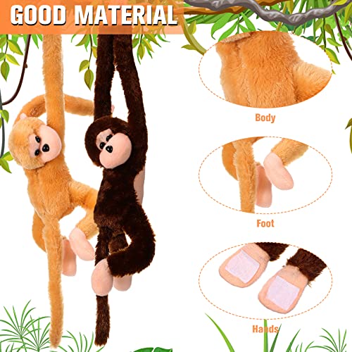 Chivao 8 Packs Stuffed Monkey Hanging Monkey Stuffed Animal Monkey Plush Toy with Hook and Loop Fasteners Hands 20 Inch Large Stuffed Animal Monkey for Adults Gifts Decors (Brown, Khaki)