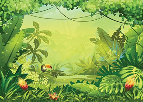 LYWYGG 7x5ft Vinyl Animation Jungle Photography Backdrops Photo Background Kids Photo Studio Props Backdrops Safari Newborn Photography Props Party Backdrop Safari Party Decorations Baby CP-35
