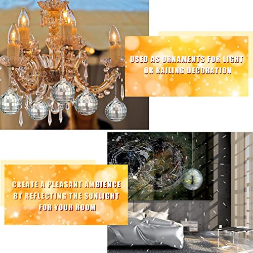 40 Pack Mirror Disco Ball in Variety Silver Hanging Glass Mirror Ball Light Ball with String Disco Hanging Ornament for Club Stage Bar Birthday 70s Party Decoration (6/ 3/ 2/ 1.2/ 0.8 Inch)