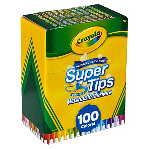 Crayola Super Tips Marker Set (100 Count), Washable Markers, Kids Gifts for Girls & Boys
