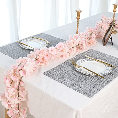 CEWOR 6pcs Artificial Cherry Blossom Flower Vines Faux Flowers for Outdoors Hanging Silk Flowers Garland for Wedding Party Home Japanese Kawaii Decor