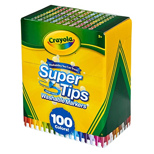 Crayola Super Tips Marker Set (100 Count), Washable Markers, Kids Gifts for Girls & Boys