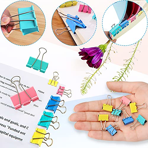 Paper Clips Binder Clips, Colored Office Clips Set - Assorted Sizes Paperclips Paper Clamps Rubber Bands for Office and School Supplies, Document Organizing