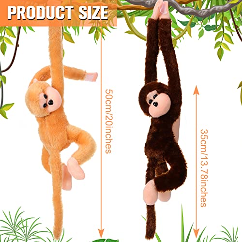 Chivao 8 Packs Stuffed Monkey Hanging Monkey Stuffed Animal Monkey Plush Toy with Hook and Loop Fasteners Hands 20 Inch Large Stuffed Animal Monkey for Adults Gifts Decors (Brown, Khaki)