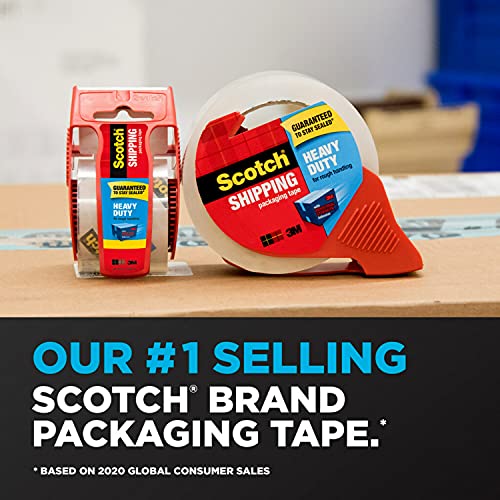 Scotch Heavy Duty Packaging Tape, 1.88" x 54.6 yd, Designed for Packing, Shipping and Mailing, Strong Seal on All Box Types, 3" Core, Clear, 4 Rolls (3850-4RD)