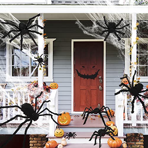 Colovis Halloween Spider Decorations, 8PCS Giant Spider Outdoor Halloween Decorations, Realistic Large Scary Spider Props for Indoor, Home, Yard, Party Creepy Halloween Decor