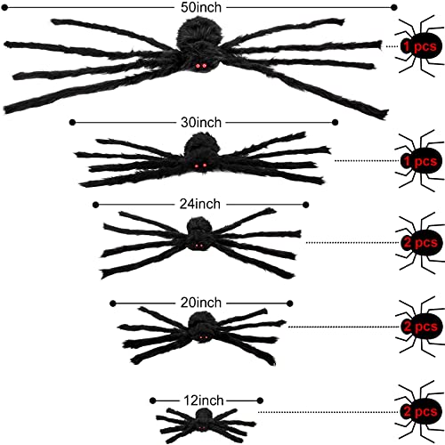 Colovis Halloween Spider Decorations, 8PCS Giant Spider Outdoor Halloween Decorations, Realistic Large Scary Spider Props for Indoor, Home, Yard, Party Creepy Halloween Decor