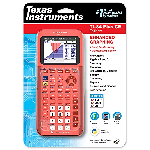 TI-84 Plus CE Python Color Graphing Calculator, Positive Coral-ation