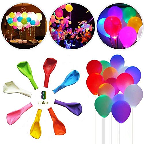 40 Pack LED Light Up Balloons, Mixed-Colors Flashing Party Lights Lasts 12-24 Hours , Glow in the dark For Parties, Birthdays Wedding Decorations And Halloween Christmas Festival,Fillable with Helium