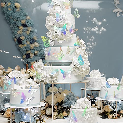 72 Pcs Butterfly Wall Decor Stickers, 3 Sizes 6 Styles Butterfly Decorations, 3D Butterfly Party Decorations/Birthday Decorations/Cake Decorations, Laser Butterflies for Wall Decor Room Decor