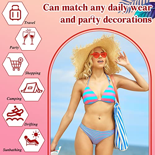 AOOFFIV 24 PCS Heart Shape Sunglasses Rimless Transparent Candy Color Heart Glasses Love Eyewear Party Favors (ren+pink)
