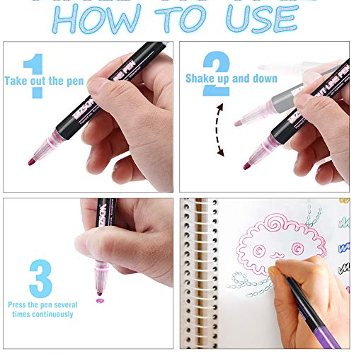 ZSCM Super Squiggles Outline Metallic Markers Pens, Double Line Paint Markers Pens, for Christmas Greeting Cards, DIY Photo Album, Scrapbook Crafts, Metal, Ceramic, Glass, Christmas Decor (12 Colors)