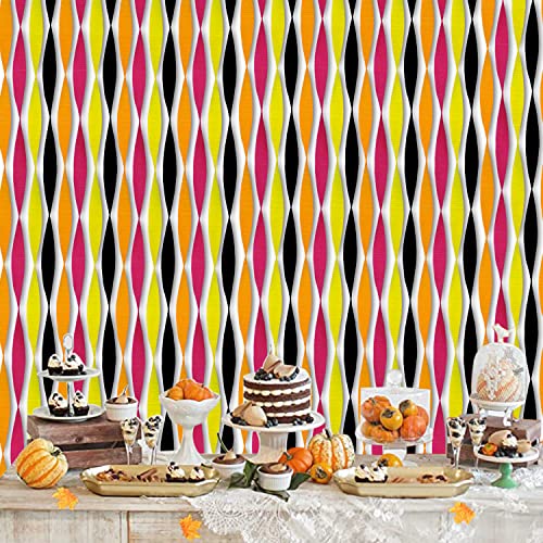 Crepe Paper Streamer Rolls Hanging Party Decoration Including Rose Red, Yellow,Orange, Black Fall Crepe Streamers for Thanksgiving Fall Autumn Wedding Baby Bridal Shower Birthday Supplies(8 Rolls)