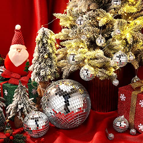 40 Pack Mirror Disco Ball in Variety Silver Hanging Glass Mirror Ball Light Ball with String Disco Hanging Ornament for Club Stage Bar Birthday 70s Party Decoration (6/ 3/ 2/ 1.2/ 0.8 Inch)