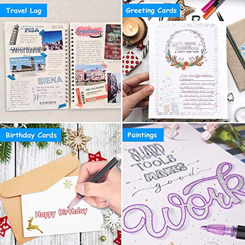 ZSCM Super Squiggles Outline Metallic Markers Pens, Double Line Paint Markers Pens, for Christmas Greeting Cards, DIY Photo Album, Scrapbook Crafts, Metal, Ceramic, Glass, Christmas Decor (12 Colors)