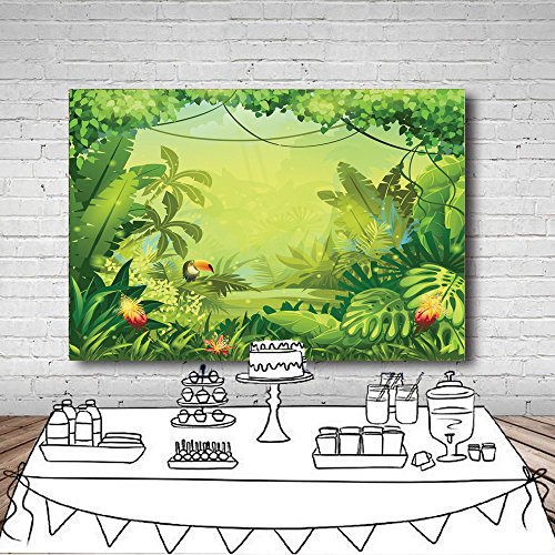LYWYGG 7x5ft Vinyl Animation Jungle Photography Backdrops Photo Background Kids Photo Studio Props Backdrops Safari Newborn Photography Props Party Backdrop Safari Party Decorations Baby CP-35