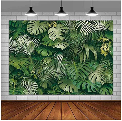 Green Tropical Palm Leaves Picture Photography Backdrop Vinyl 7x5ft Jungle Safari Plants Photo Background for Hawaiian Luau Party Decor Banner Birthday Baby Shower Supplies