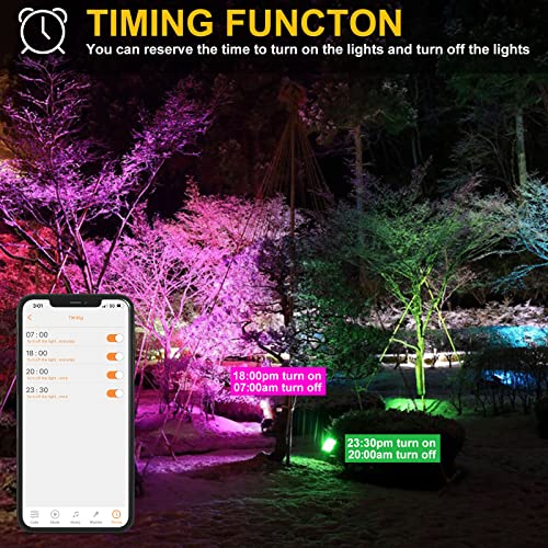 LED Flood Lights RGB Color Changing 300W Equivalent, Outdoor RGBW Bluetooth Smart Floodlights APP Control, IP66 Waterproof, Timing, 2700K&16 Million Colors 23 Modes for Stage Landscape Lighting 2 Pack
