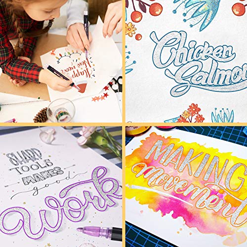 ZSCM Super Squiggles Outline Metallic Markers Pens, Double Line Paint Markers Pens, for Christmas Greeting Cards, DIY Photo Album, Scrapbook Crafts, Metal, Ceramic, Glass, Christmas Decor (12 Colors)