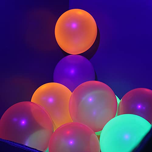 210 Pieces Neon Glow Party Balloons UV Blacklight Balloons 12inch Latex Glow in the dark Balloons Reactive Fluorescent Neon Balloons for Birthday Wedding Blacklight Glow Party Supplies and Decorations