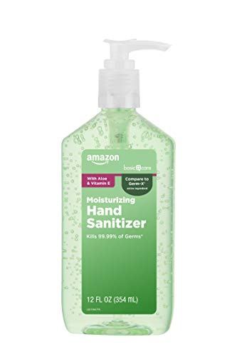 Amazon Basic Care - Aloe Hand Sanitizer 62%, 12 Fluid Ounce (Pack of 6)