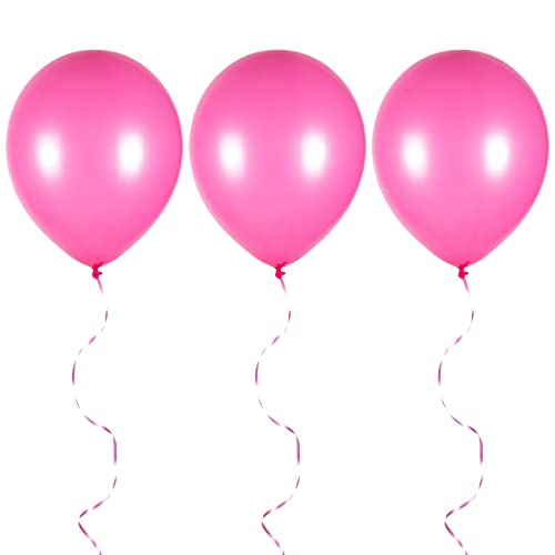 100pcs Hot Pink Balloons,12inch Hot Pink Latex Party Balloons Helium Quality for Party Decoration Like Birthday Party, Baby Shower,Wedding, Halloween or Christmas Party (with Pink Ribbon)…