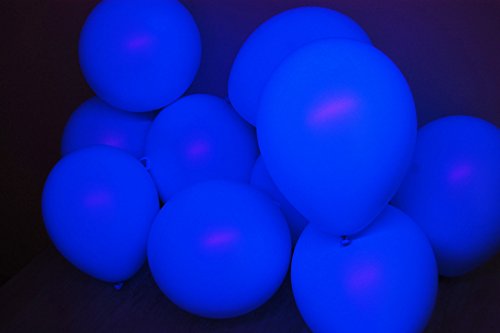 DirectGlow Brand Neon Blue 11 inch UV Blacklight Reactive Latex Balloons (50)