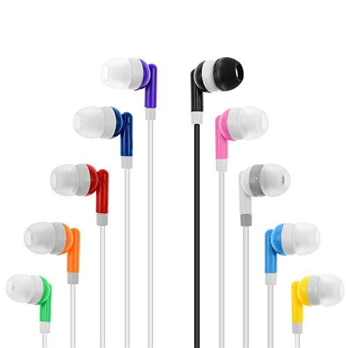 OSSZIT Wholesale Kids Bulk Earbuds Headphones Earphones Assorted Colors for Schools, Libraries, Hospitals,Gifts Individually Bagged (30pack)