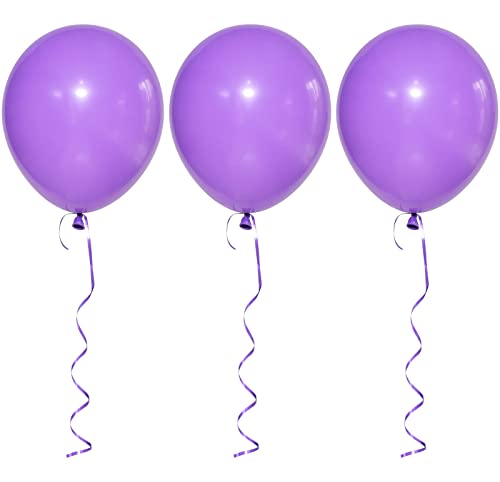 100pcs Light Purple Balloons, 12 inch Purple Latex Party Balloons Helium Quality for Party Decoration Like Birthday Party, Baby Shower,Wedding, Halloween or Christmas Party (with Purple Ribbon)…