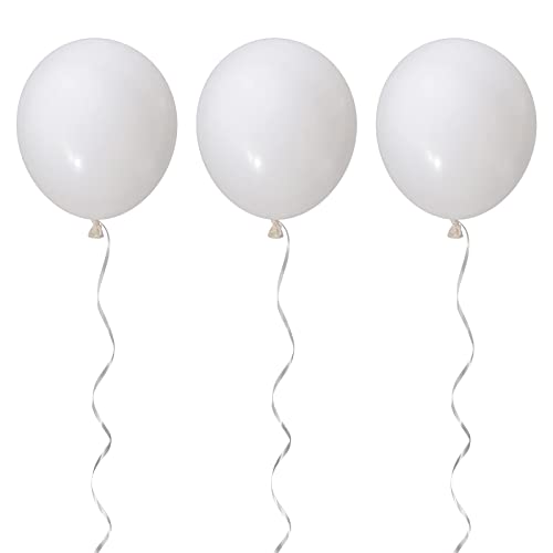 100pcs White Balloons, 12 inch White Latex Party Balloons Helium Quality for Party Decoration Like Birthday Party, Baby Shower,Wedding, Halloween or Christmas Party (with White Ribbon)…