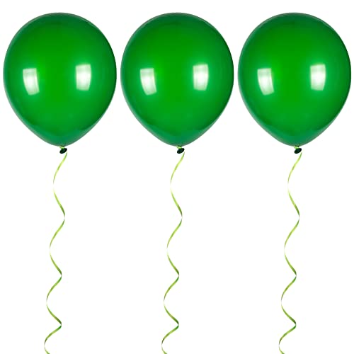 100pcs Dark Green Balloons, 12 inch Green Latex Party Balloons Helium Quality for Party Decoration Like Birthday Party, Baby Shower,Wedding, Halloween or Christmas Party (with Green Ribbon)…