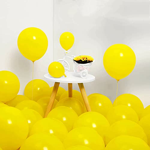 Bezente Yellow Balloons Latex Party Balloons - 100 Pack 12 inch Round Helium Yellow Balloons for Birthday Sunflower Party Decorations