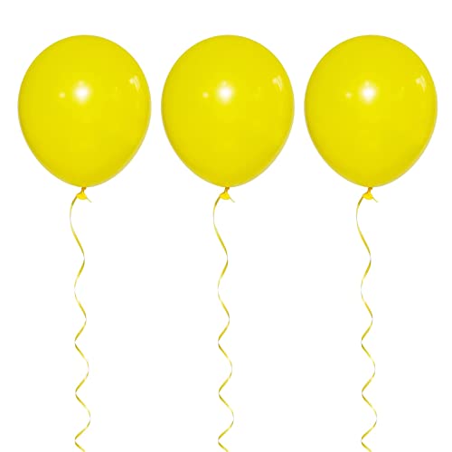 100pcs Yellow Balloons, 12 inch Yellow Latex Party Balloons Helium Quality for Party Decoration Like Birthday Party, Baby Shower,Wedding, Halloween or Christmas Party (with Yellow Ribbon)…