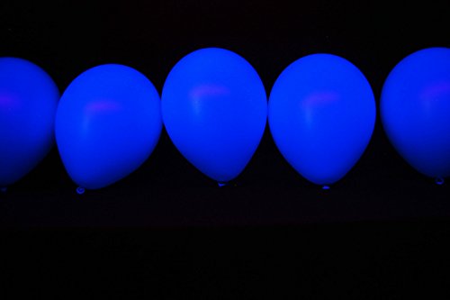 DirectGlow Brand Neon Blue 11 inch UV Blacklight Reactive Latex Balloons (50)